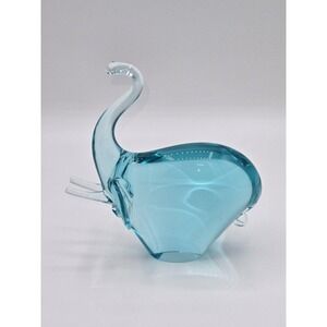 Zelezny Brod Blue Handblown Glass Elephant Figurine 6.15"